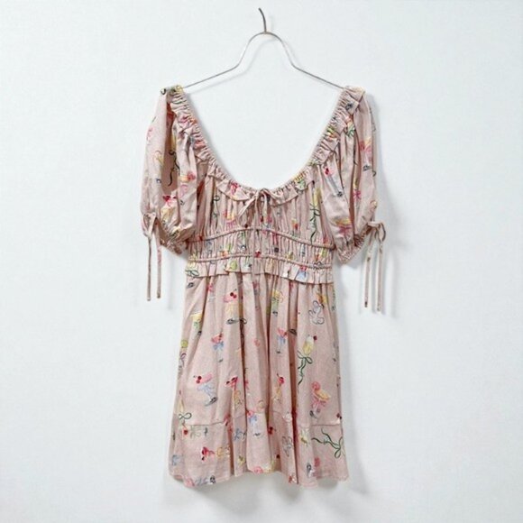 NWT En Saison Mia Ruffle Puff Sleeve Mini Dress Pink Multi - Picture 8 of 10